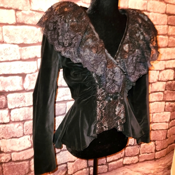 portomodes Jackets & Blazers - Rare Corporate goth Victorian lace velvet jacket vintage